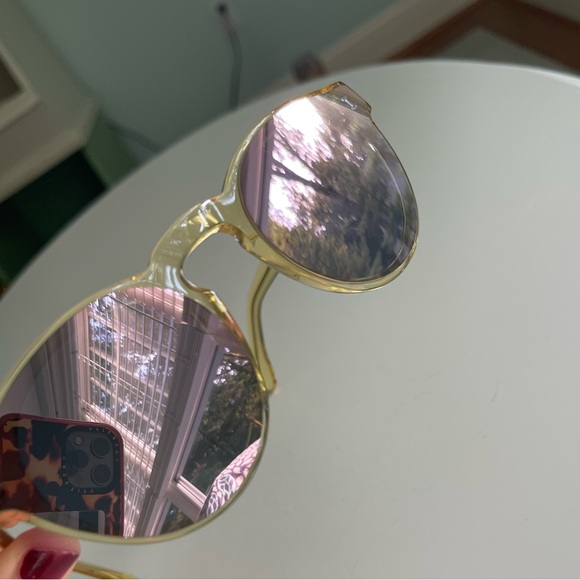 Illesteva Leonard Gold Frame Sunglasses with Pink Lenses - Picture 7 of 8